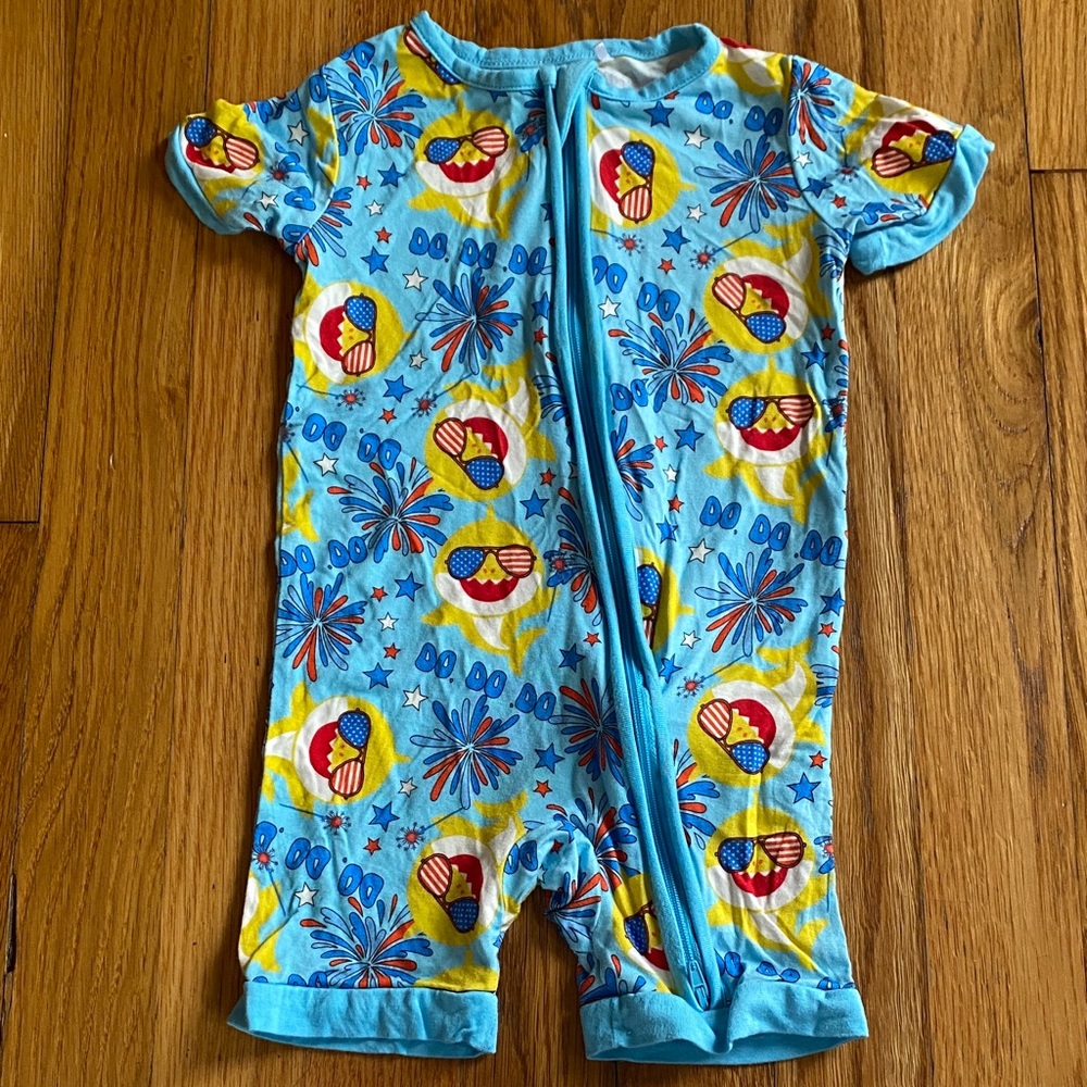 Bamboo Shorty Baby Shark Patriotic Print